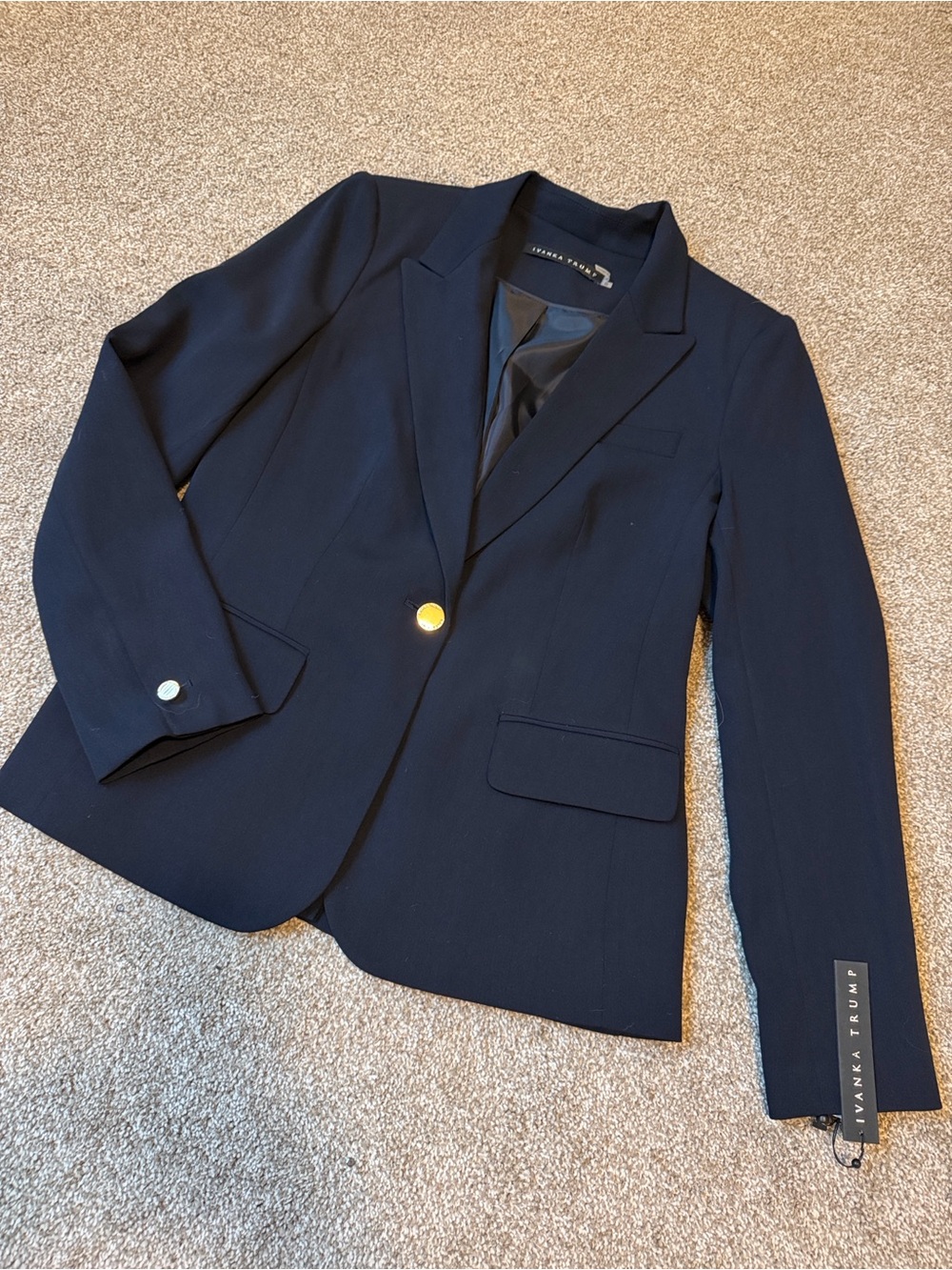 Ivanka Trump Navy Single-Button Notch Lapel Blazer